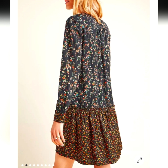 Anthropologie Maeve Marlie Button-Front Tunic Floral Long Sleeved Dress NWT - Picture 3 of 16